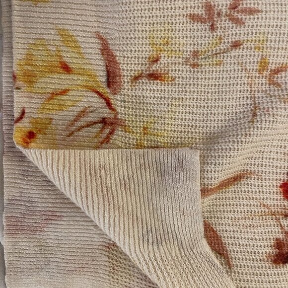 Anthropologie Floral Knit Sweater XS Ivory Linen Blend V Neck - Picture 9 of 16